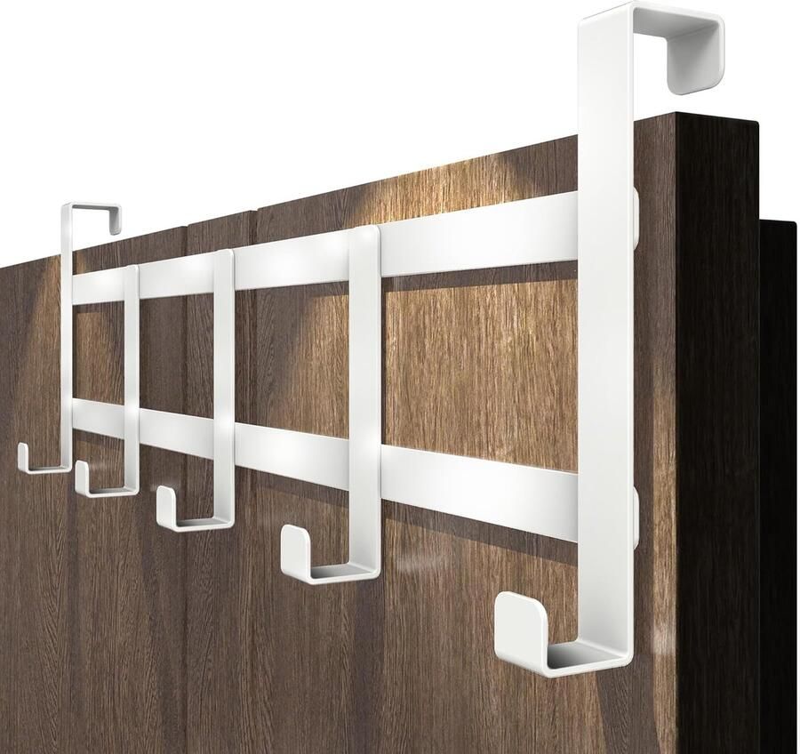 Deurgarderobe roestvrij staal witte deurkapstok om op te hangen ruimtebesparende kledinghaken voor deur universele deurhakenlijst om op te hangen stabiele deurhaken om op te hangen
