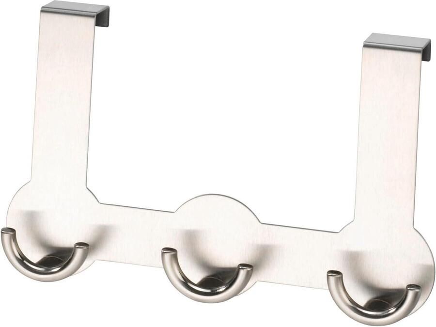 Deurgarderobe Rondo 3 haken voor deurvouwen roestvrij staal 225 x 14 x 45 cm mat deurkapstok opdekdeur