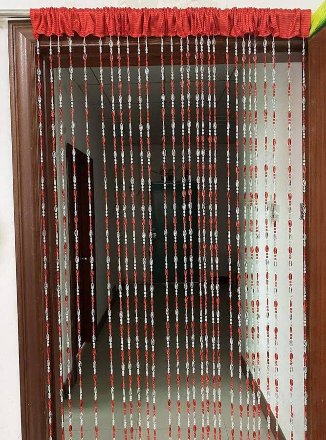 Deurgordijn met acrylkralen Room Divider 100 x 195 cm rood