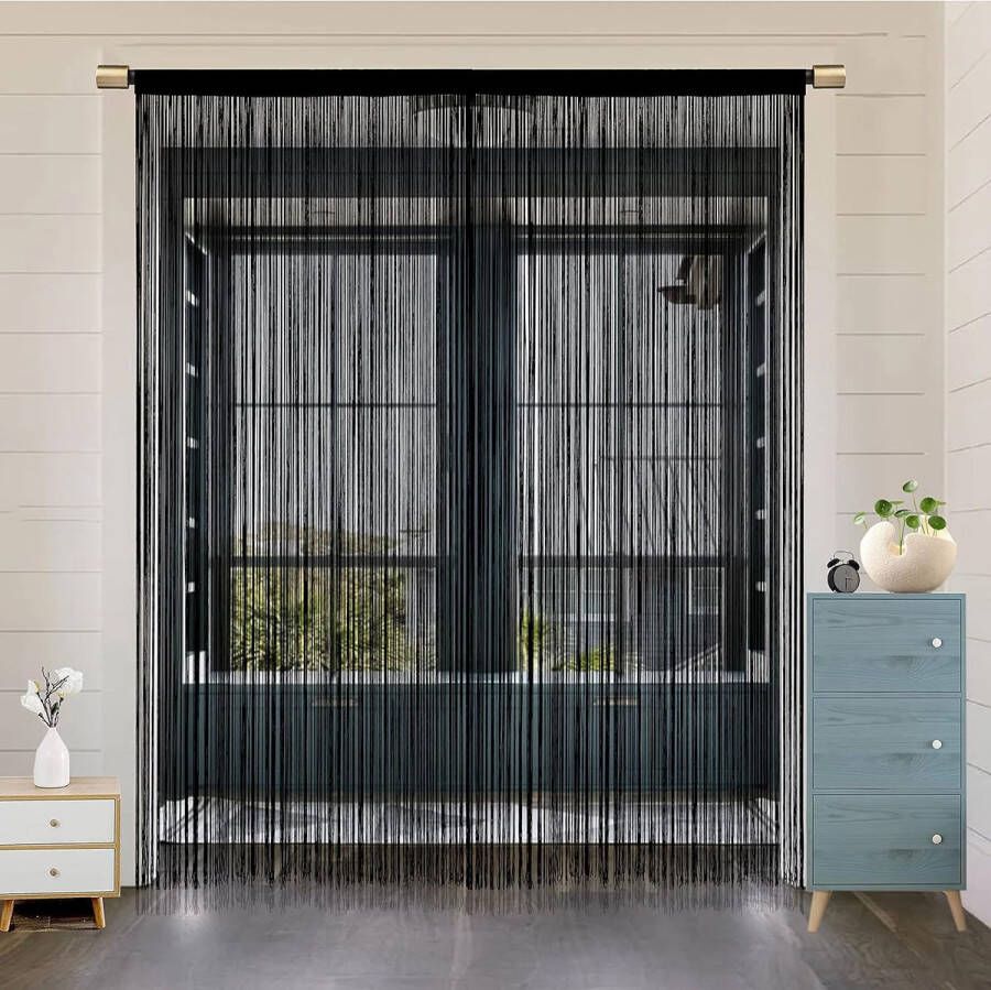 Deurgordijn raamgordijnen deurdecoratie kamerverdeler decoratie voor kamerdeuren wandkast feest en meubilair eendelig ontwerp 244 x 229 cm zwart