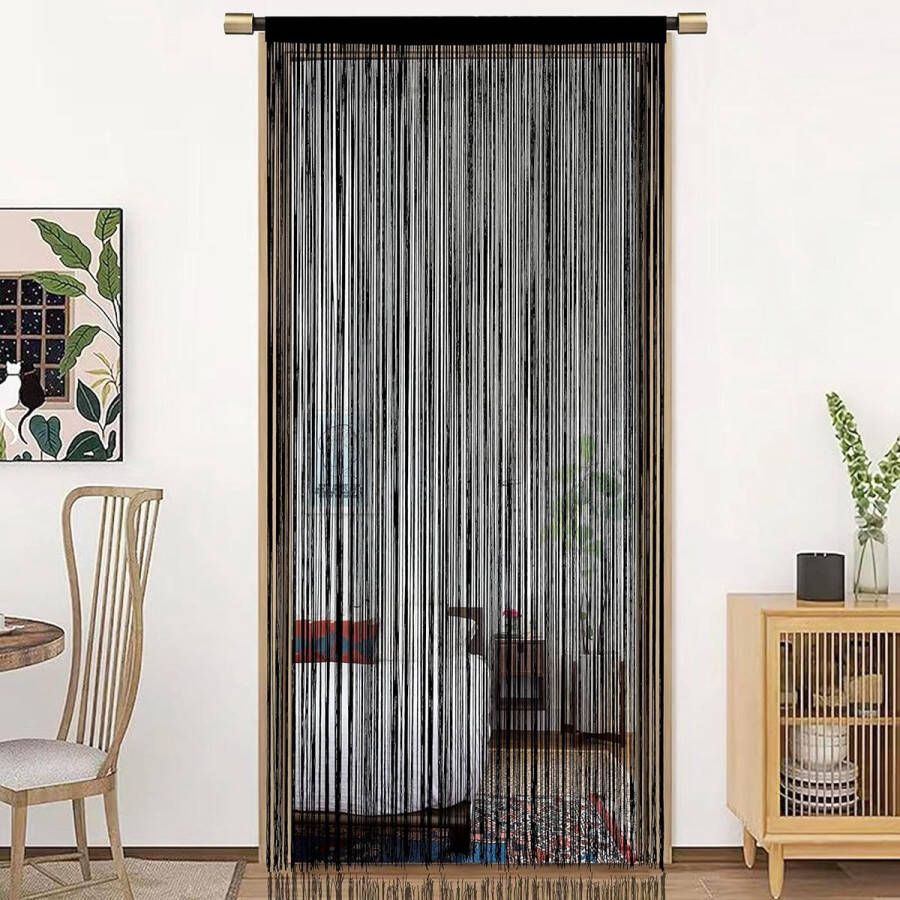 Deurgordijn raamgordijnen deurdecoraties ruimteverdeler decoraties voor kamerdeuren wandkast feest en meubels eendelig design 90 x 245 cm zwart