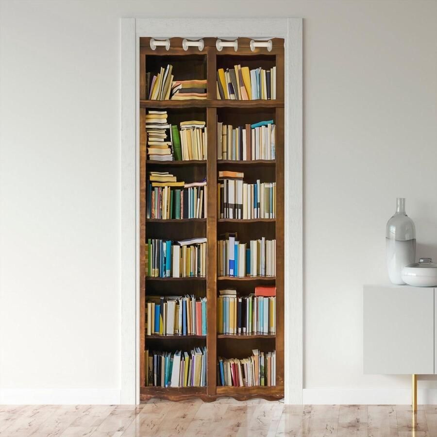 Deurgordijn voor deuropening vintage bibliotheek boekenplank kast deur cover gordijn slaapkamer woonkamer set voor jongens meisjes studenten school deurgordijn