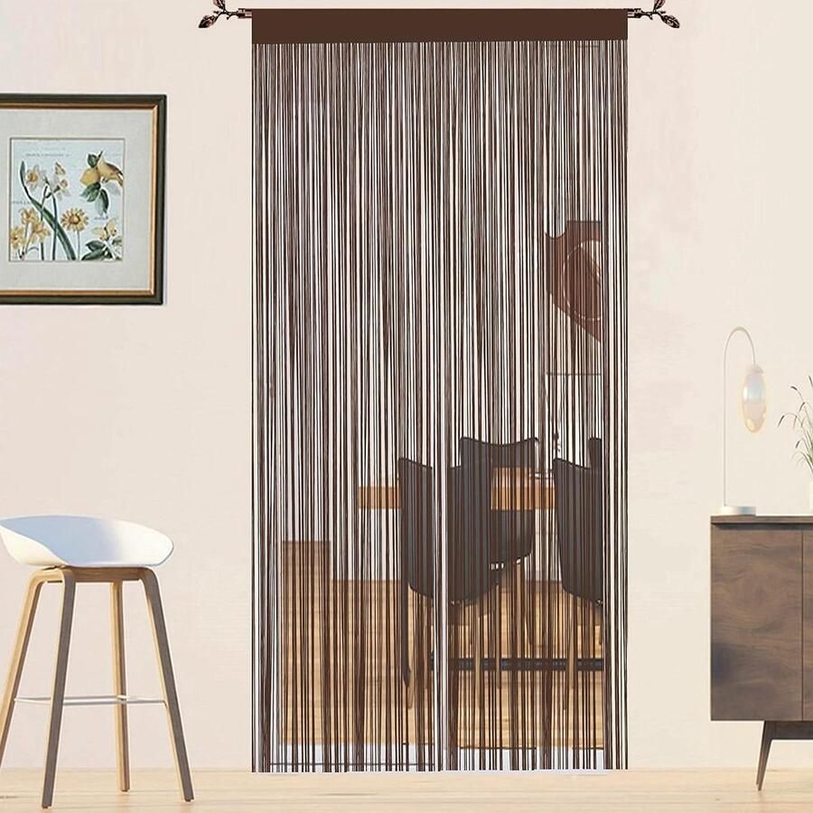 Deurgordijnen vliegengaas koord vliegen deuren decoraties kamerverdelers paneel slaapkamer woonkamer kast deur gordijn koffie 90 x 200 cm Deurgordijn