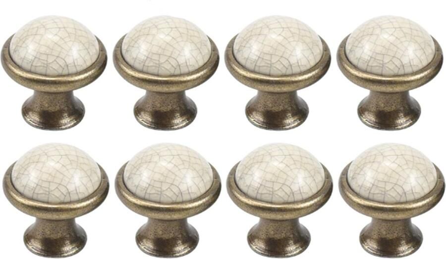 Deurgrepen Kastknoppen Kast knoppen 8 Stuks Lade knoppen Meubelknop 37 mm Keramiek Zinklegering basis Wit en geel Rond Eenvoudig te installeren