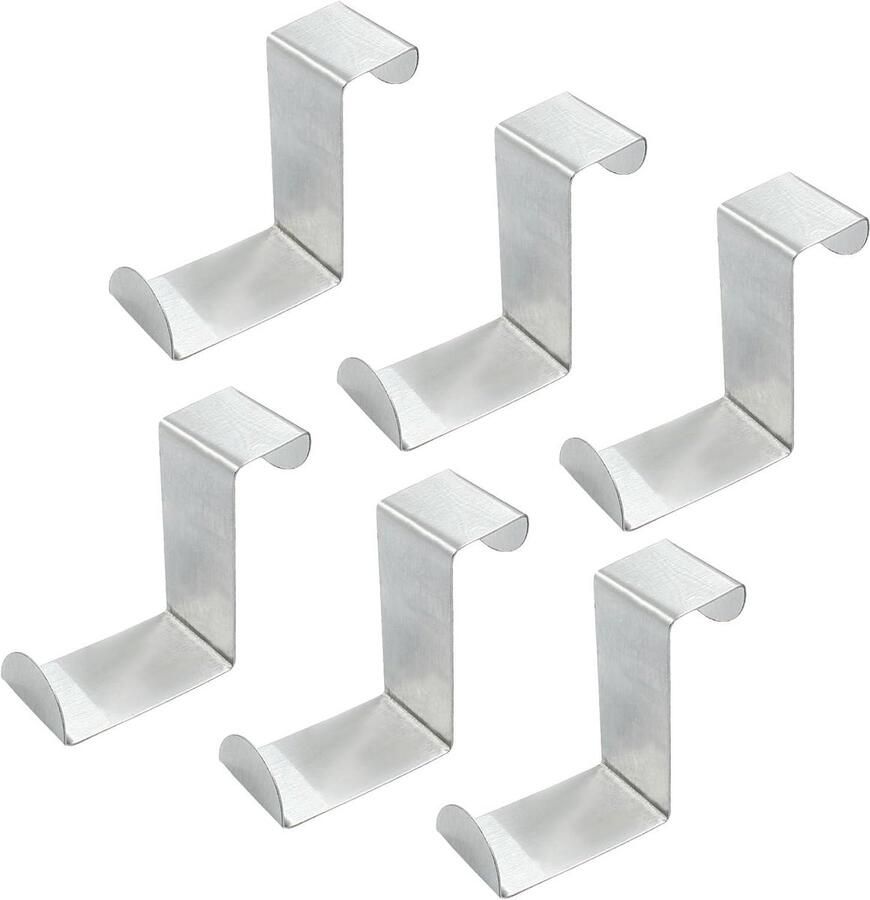 Deurhaak 6 stuks Haken Kapstokken RVS Kleerhangers Hangend Ophang Haakjes Deur Haak Hanger Over Deur Handdoek Keuken Badkamer Ophang Industrieel 4*2.5*5.5cm Zilver