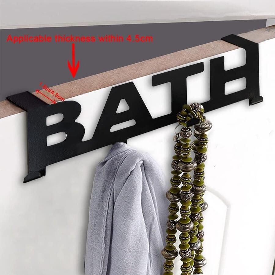 Deurhaak hanger handdoekrek met 4 haken decoratieve metalen badhanger zwart