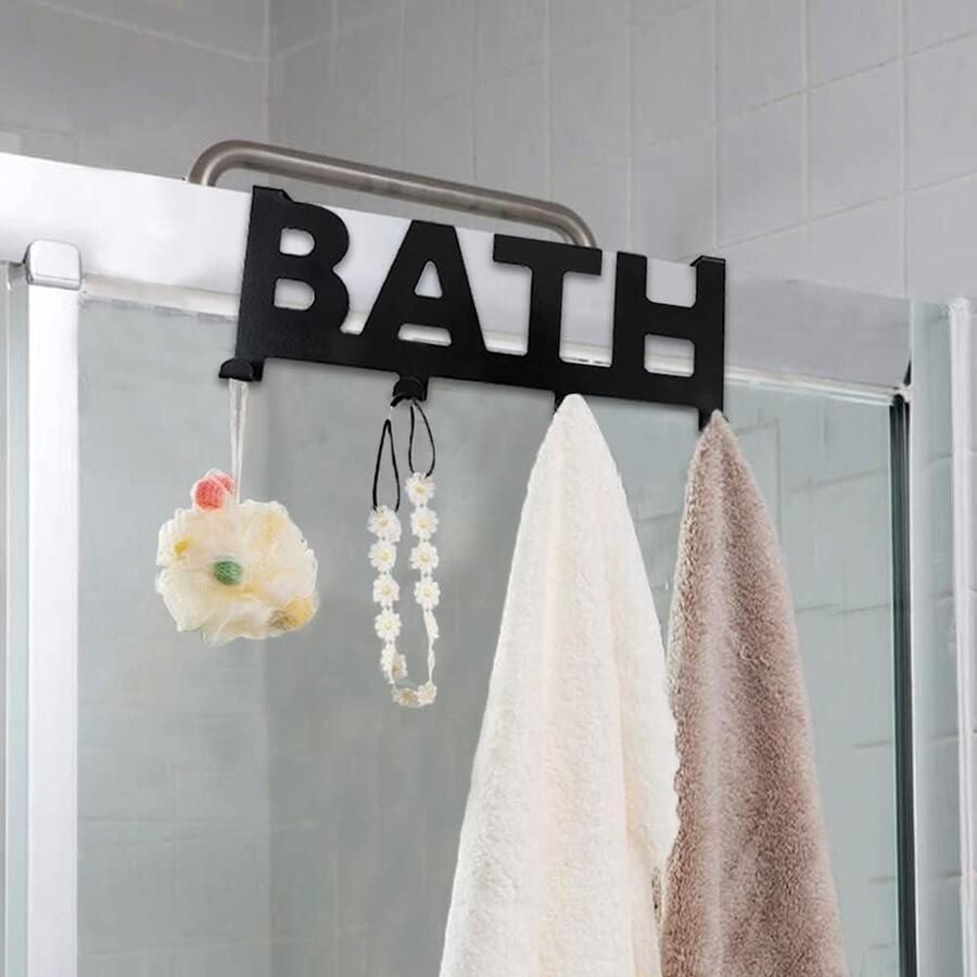 Deurhaak hanger met 4 haken Handdoekrek voor badkamer Metalen badhanger voor jas Slaapkamer en keuken organizer Zwart