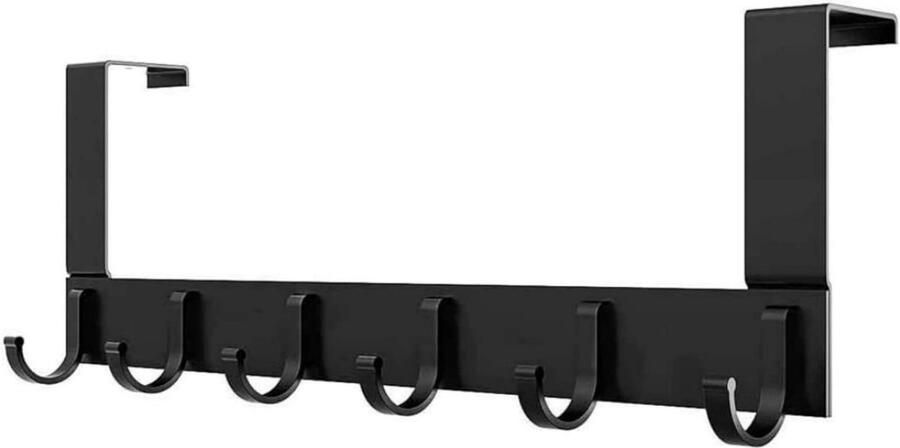 Deurhaak met 6 haken Deurkapstok voor keuken badkamer en woonkamer Zwart