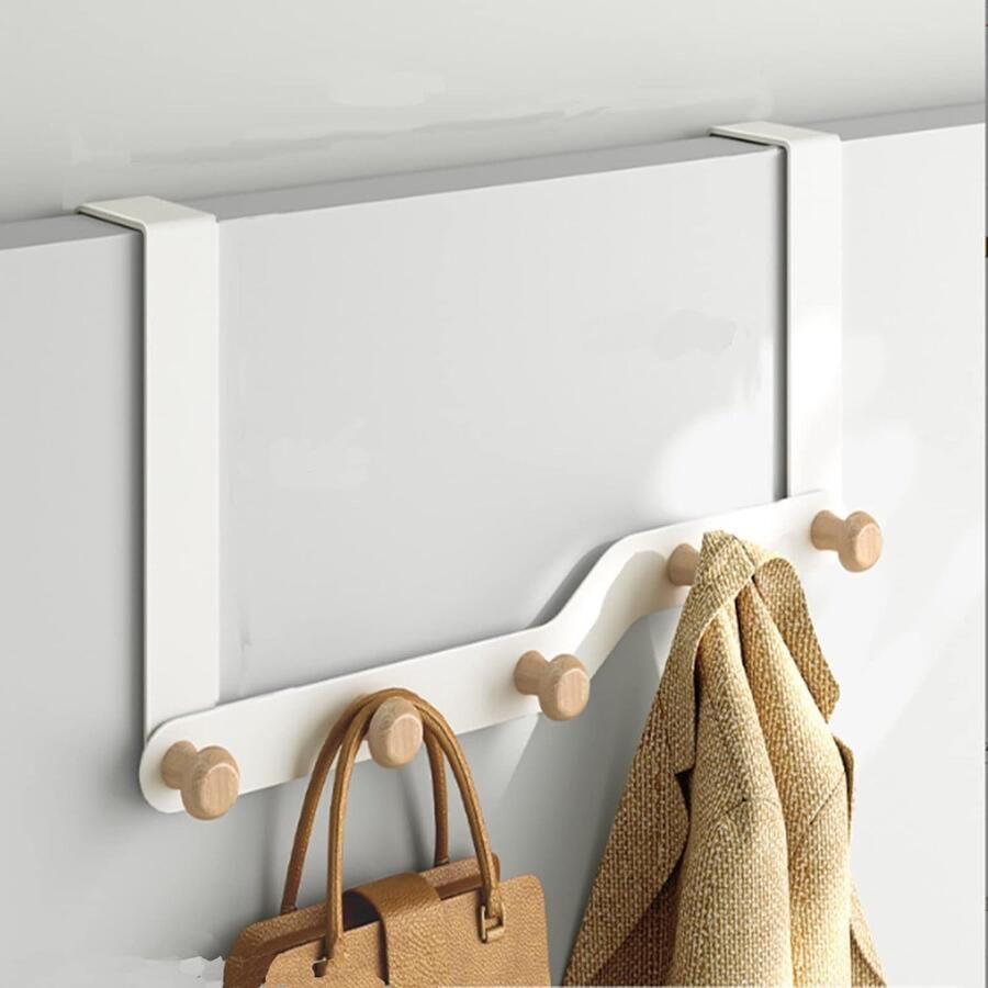 Deurhaak om op te hangen wit deurkapstok om op te hangen met 5 kledinghaken raamhaken haaklijst garderobe zonder boren deurhaken binnen en buiten voor handdoeken kleding keuken