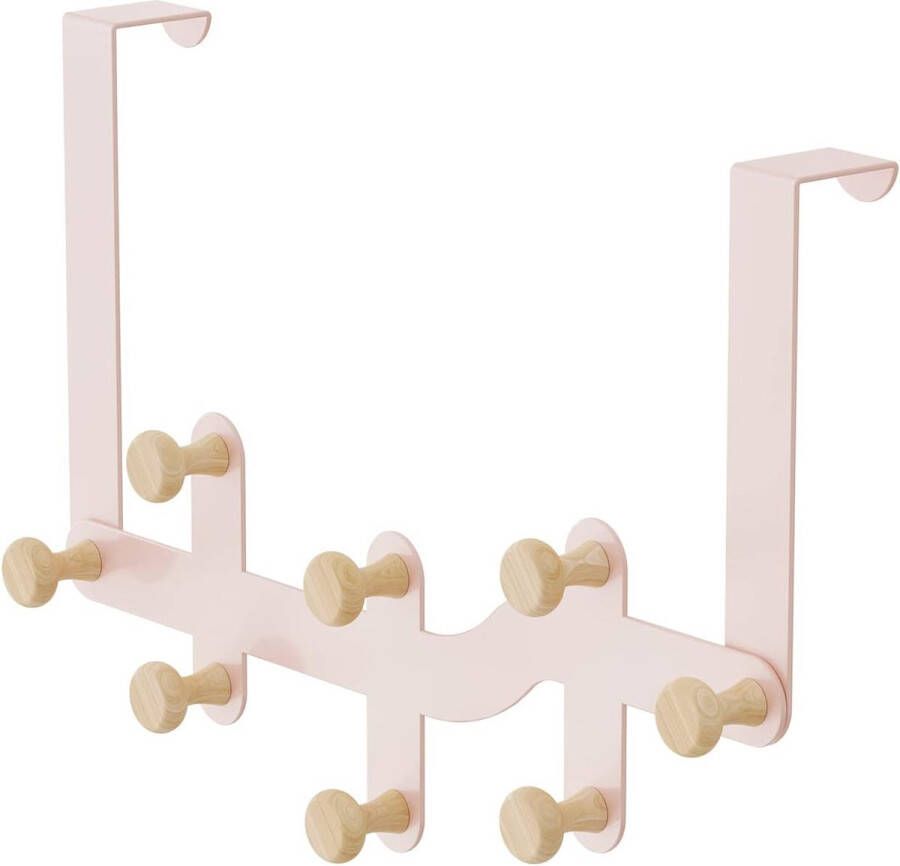 Deurhaak roze deurhaak om op te hangen roze kledinghaak deur deurkapstok zonder boren deurhaaklijst met 8 haken haak deur voor 3-4 5 cm dikke deuren om mantels hoeden en jassen op