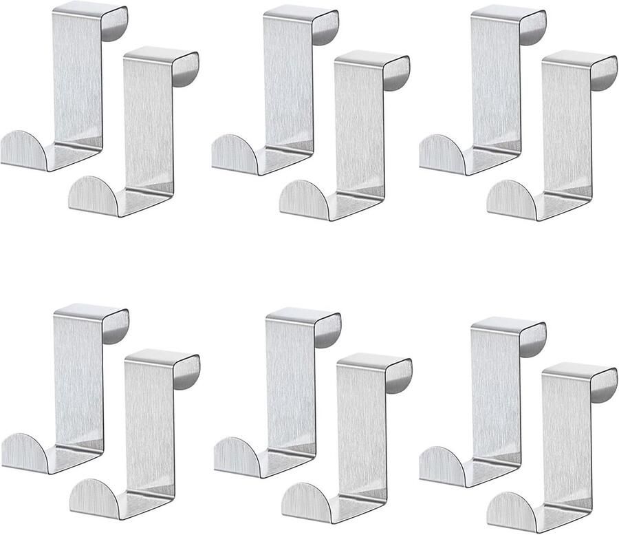 Deurhaak RVS 12 stuks voor Ophangen Zonder Te Schroeven- Ophanghaken bovendeurhaken Douchehaak Universele Douchecabine Haak Douchewand Haak Douchehanger Kapstok Badkamer haak Kapstokhaak