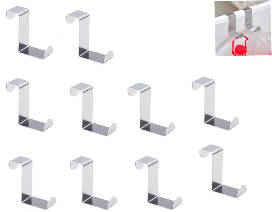 Deurhaak RVS Set 10 Stuks Ophanghaken Deurhaken Set Keukenkast Deur Kapstokhaken Ophanghaken easy to install and move without trace door hanger