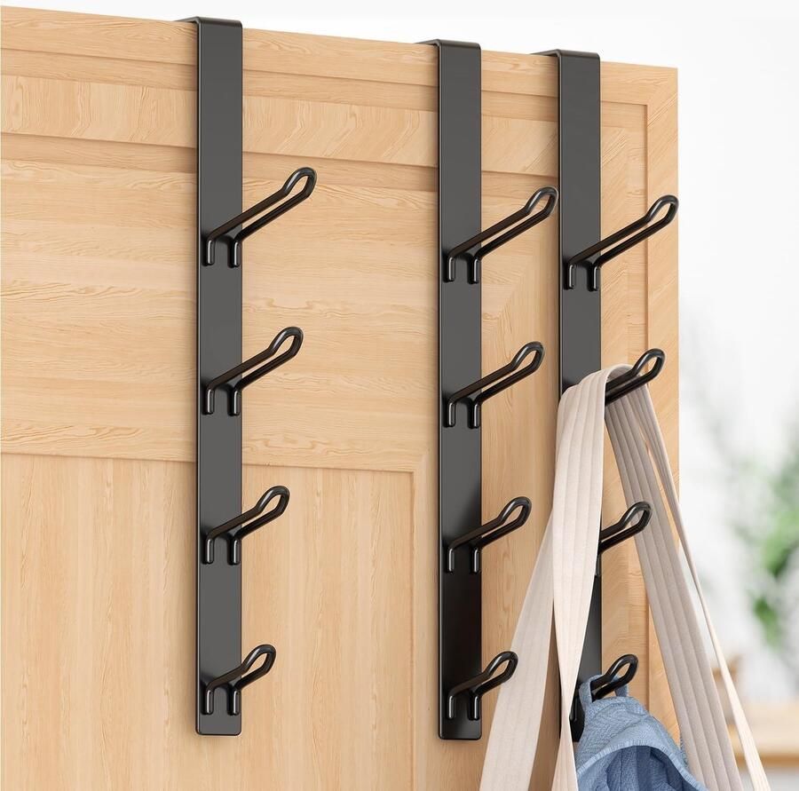 Deurhaak Verticale Deurhaak Om op te hangen: Kledinghaken Deur Haken Voor Ophangen voor Handdoek- en Kleerhangers Zwart 3-Pack 31 5 cm