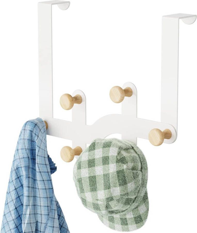 Deurhaak wit deurhaak om op te hangen witte kledinghaak deur deurkapstok zonder boren deurhaaklijst met 6 haken haak deur voor 3-4 5 cm dikke deuren om mantels hoeden en jassen op