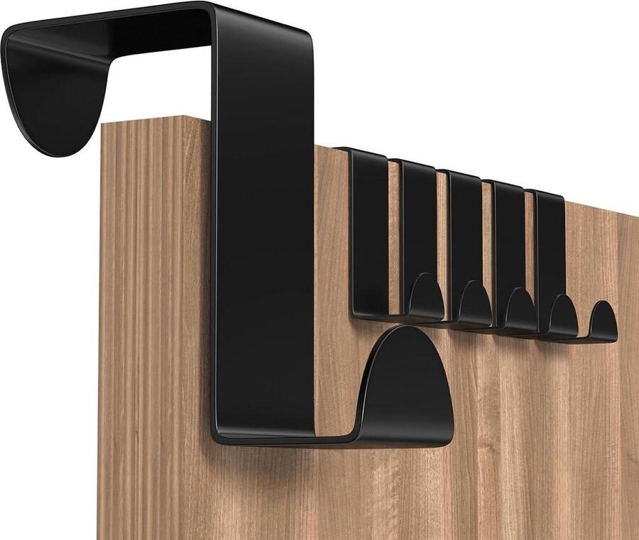 Deurhaken 6-pack roestvrijstalen kaphaken ideaal voor slaapkamer badkamer zwart deurkapstok opdekdeur