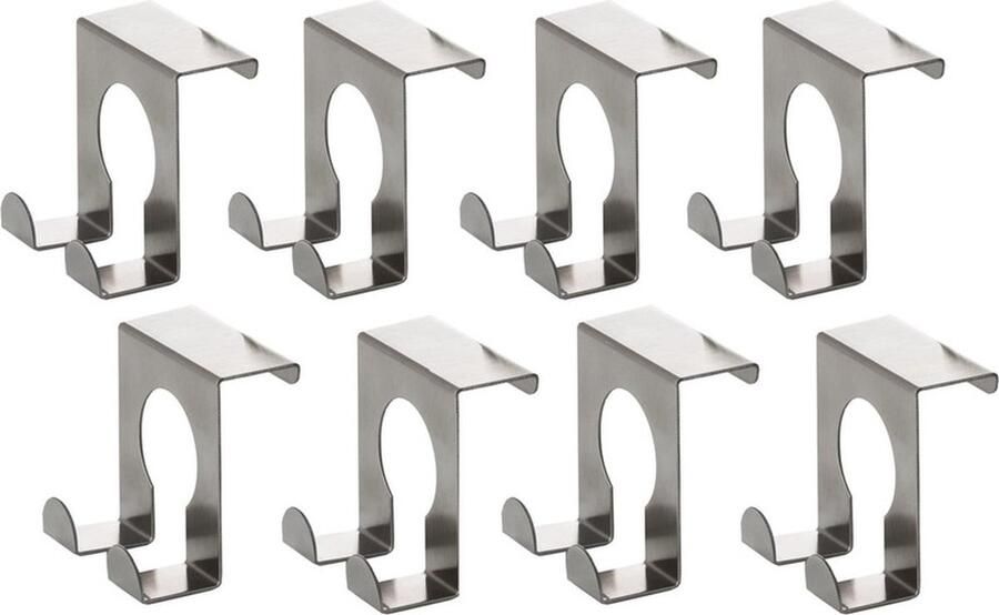 Deurhaken 8x stuks RVS ophanghaakjes metaal zilver deurkapstok