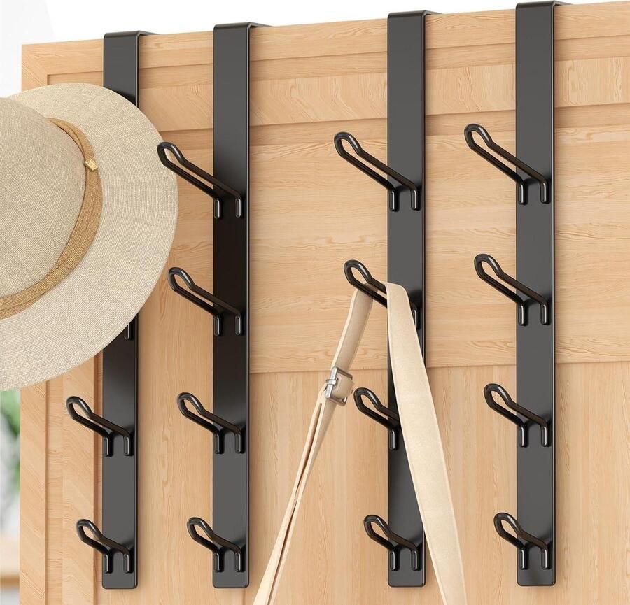 Deurhaken kapstokhanger kledingrek voor badkamer handdoek opknoping metalen achterdeurhangers slaapkamers zwart 4 stuks