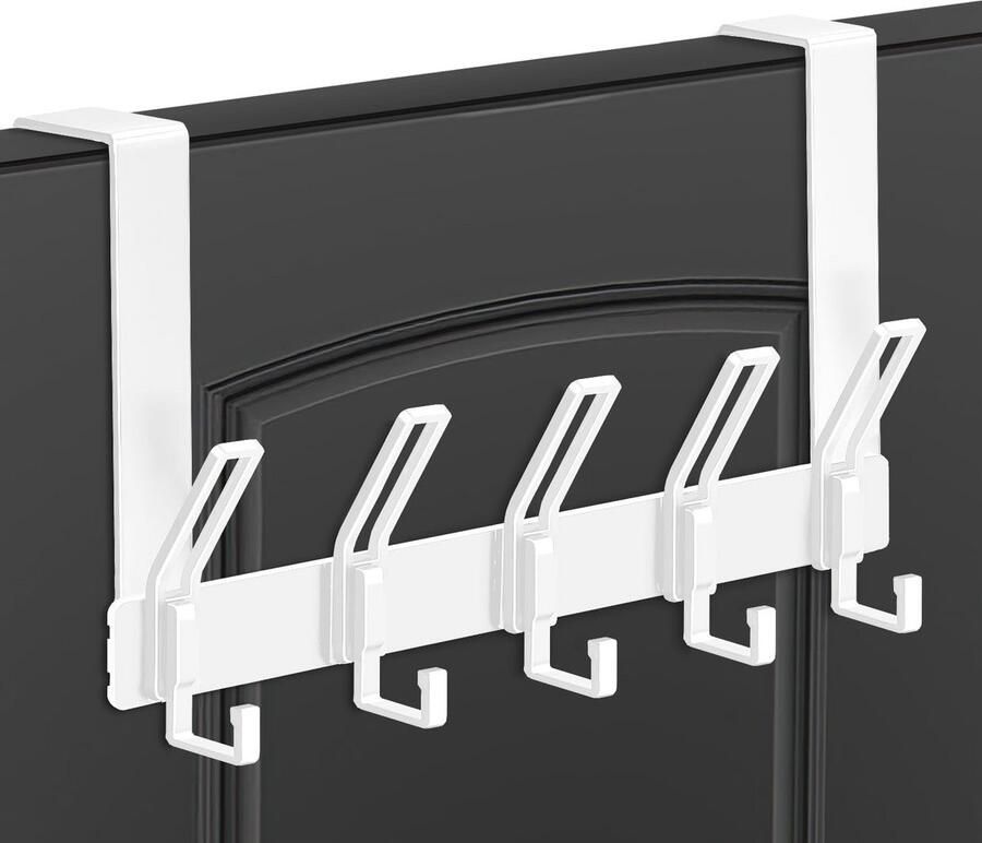 Deurhaken met 5 stevige kapstokhaken voor handdoeken kleding gewaden en tassen Ruimtebesparende hanger voor badkamer slaapkamer en woonkamer