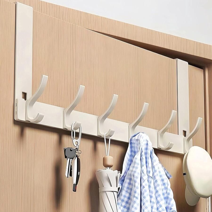 Deurhaken met 6 Haken voor Kleding en Handdoeken Universele Deurkapstok voor Badkamer en Achterdeur