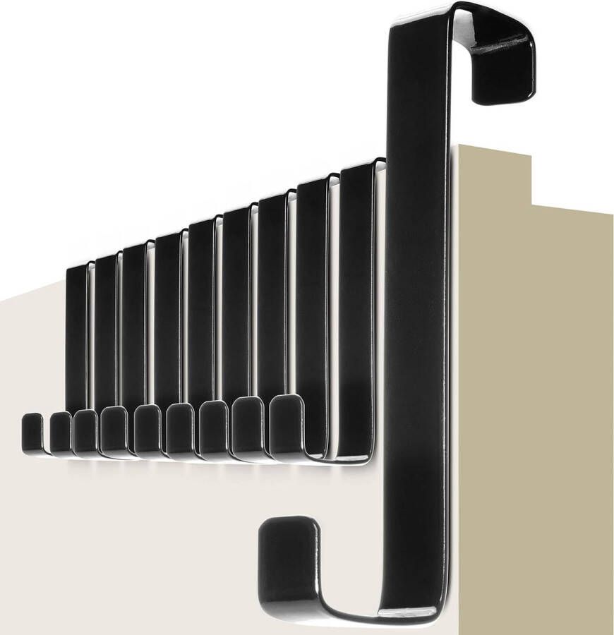 Deurhaken om op te hangen 10 stuks zwarte kledinghaken deur met vilten pads haak voor deur 2-zijdig bruikbaar deurgarderobe om op te hangen