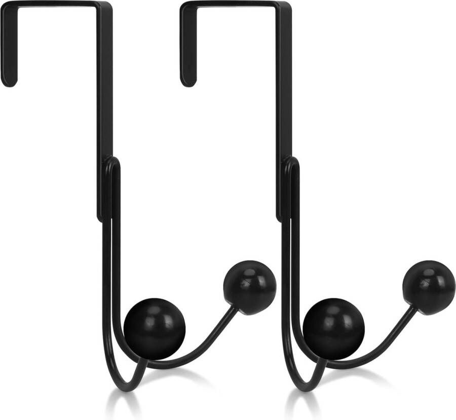 Deurhaken om op te hangen 2 stuks dubbele kleerhangers heavy duty organizer haken voor woonkamer badkamer slaapkamer keuken hangende kleding handdoeken hoeden tassen zwart