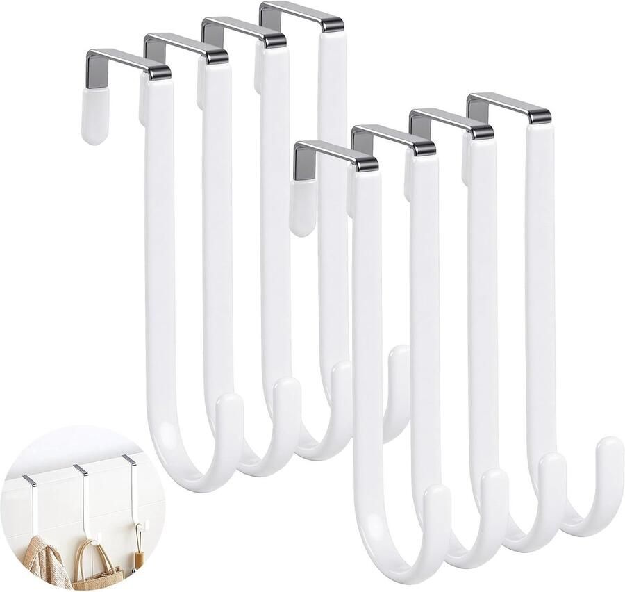 Deurhaken om op te hangen 8 stuks kledinghaken met vilten pads als oppervlaktebescherming haken voor deurgarderobe roestvrijstalen deurkapstok voor jassen en tassen