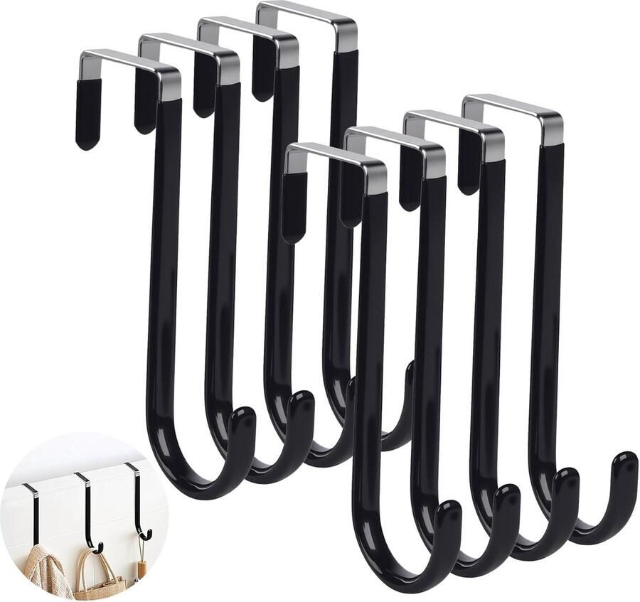 Deurhaken om op te hangen 8 stuks kledinghaken met vilten pads en roestvrij staal deurkapstok voor jassen en tassen