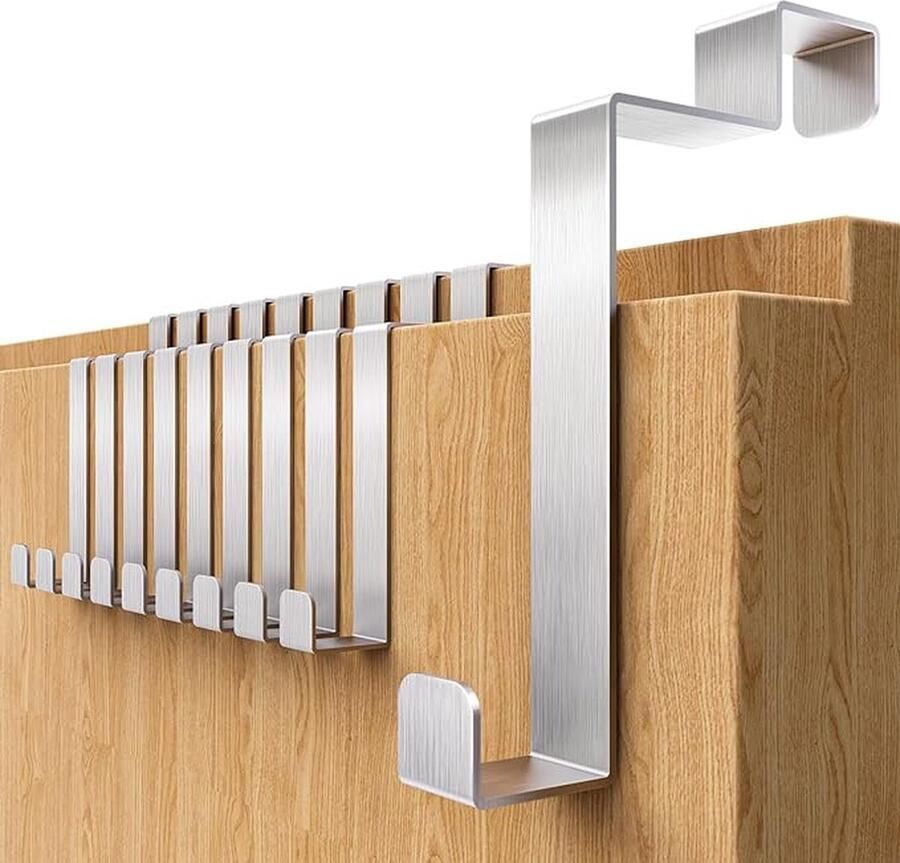 Deurhaken om op te hangen binnen 10 stuks roestvrij stalen kledinghaken voor binnen met vilten pads ruimtebesparende kapstok voor aan de achterkant van de deur