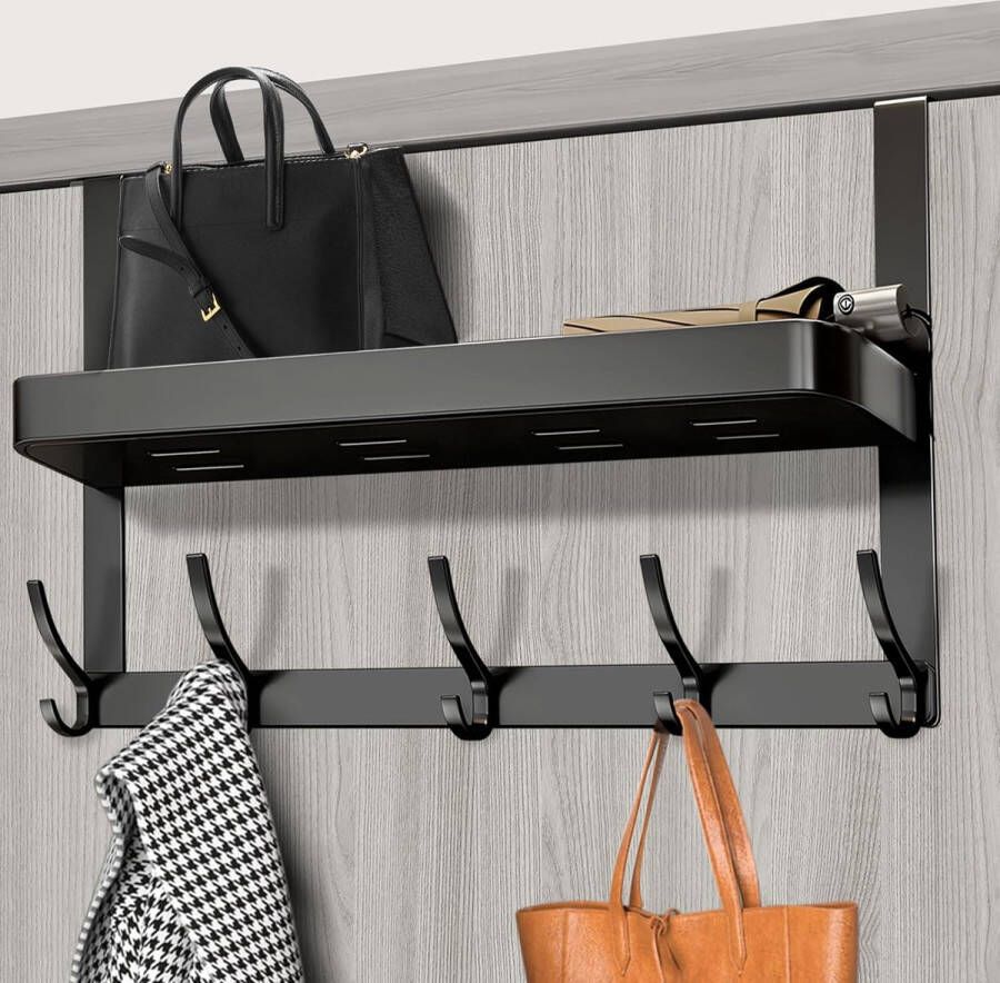 Deurhaken om op te hangen deurkapstok met 10 kleerhangers haken met rek voor boven deur functionele kledinghaken voor de deur zonder boren badkamerrek hangrek keuken