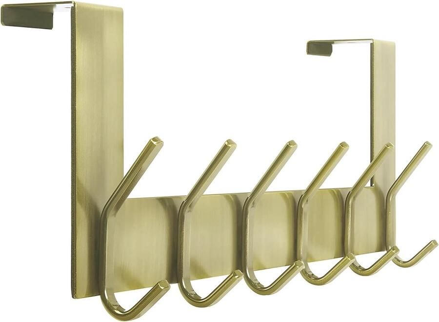 Deurhaken om op te hangen gouden deurhaken kledinghaken met 6 haken deurkapstok om op te hangen zonder boren deurhakenlijst voor badkamer slaapkamer (4-4 5 cm)