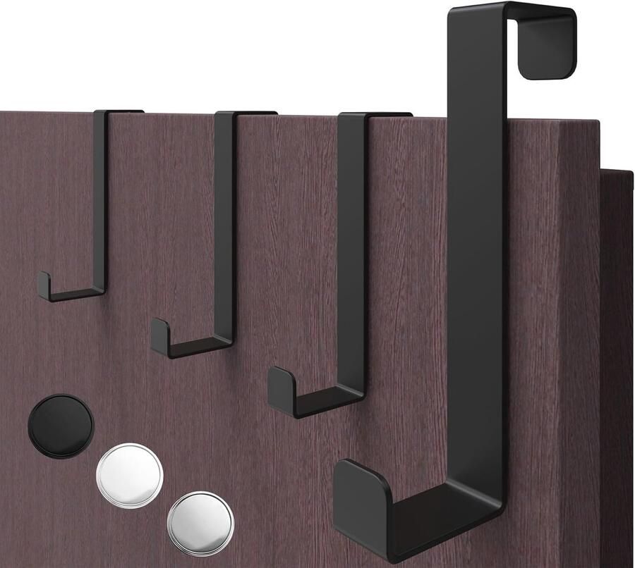 Deurhaken om op te hangen set van 4 zwarte kledinghaken voor deur of kast veelzijdige haken deurkapstok met hoge draagkracht stabiele deurhakenlijst