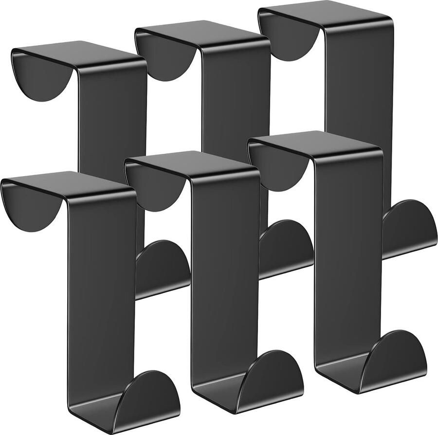 Deurhaken om op te hangen set van 6 roestvrijstalen kledinghaken deur 2-zijdig bruikbaar deurkapstok om op te hangen deurgarderobe deurhaken zwart