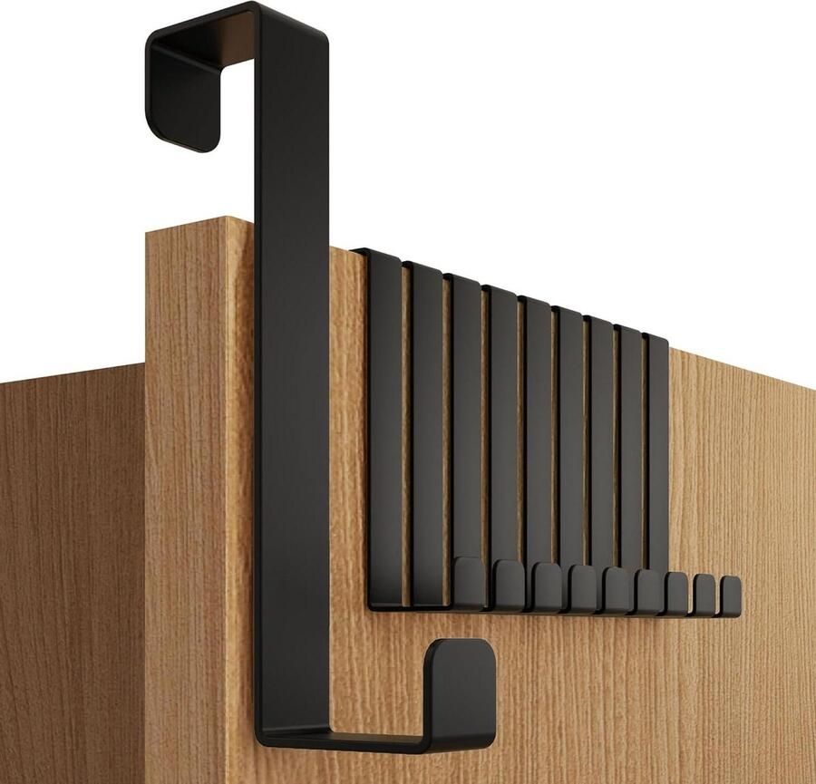 Deurhaken Set 16 cm 22 cm Zwart Gecoat Roestvrij Staal Over-Deur Haken Kapstok Opbergrek