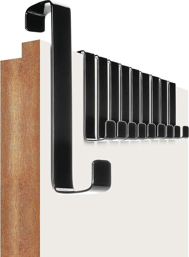 Deurhaken set van 10 stuks zwarte deurhaken om op te hangen roestvrij staal universele deurkapstok om op te hangen robuuste kledinghaken deurhakenlijst om op te hangen