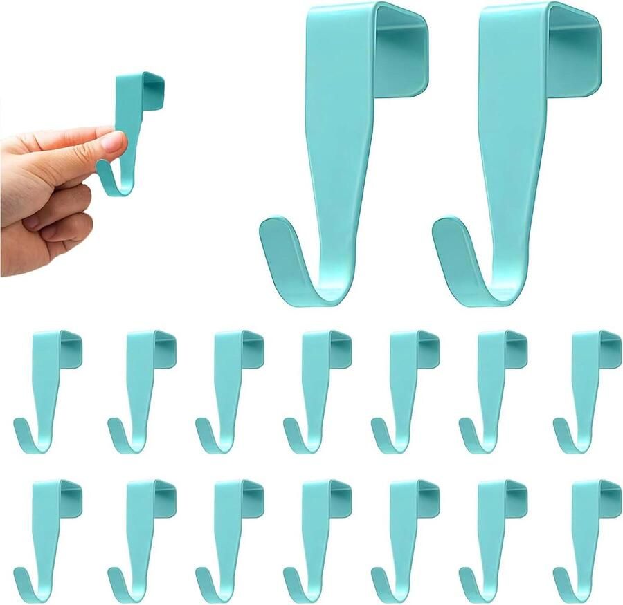 Deurhaken set van 16 stuks koolstofstaal en roestvrij staal blauw zonder boren voor keukens kasten badkamers & commodes