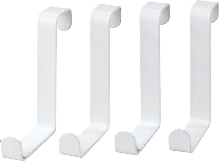 Deurhaken set van 4 kapstokhaken voor de deur badkamer keuken 76 x 12 x 6 cm mat wit deurkapstok opdekdeur