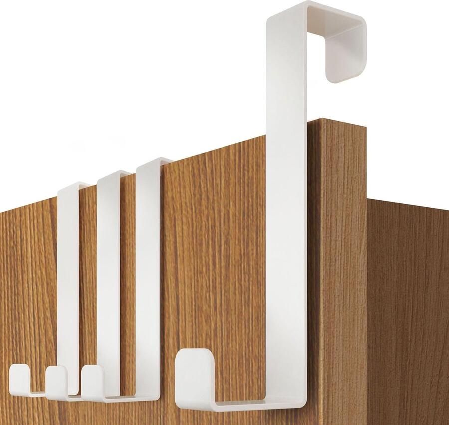 Deurhaken set van 4 wit roestvrij staal om op te hangen universeel bruikbaar deurkapstok om op te hangen solide kledinghaken deur deurhakenlijst klein budget om op te hangen