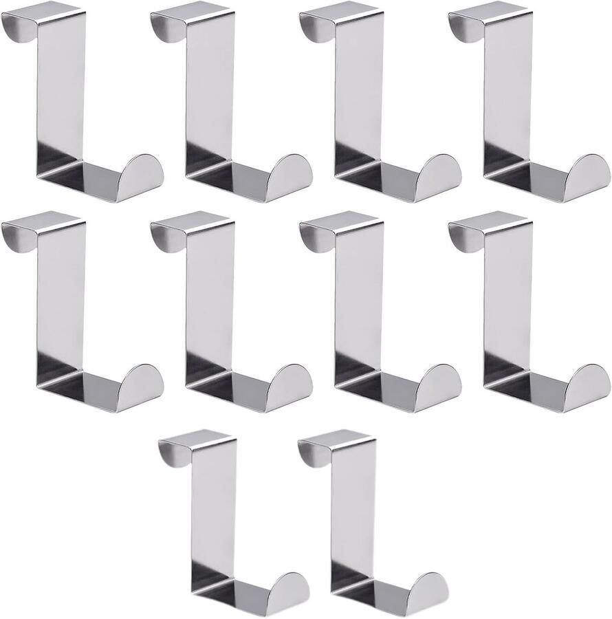 Deurhaken van roestvrij staal 10 stuks omkeerbare haken dikke deurhaken kledinghangers deurhaken om op te hangen voor keukenkasten commodeladen keuken badkamer