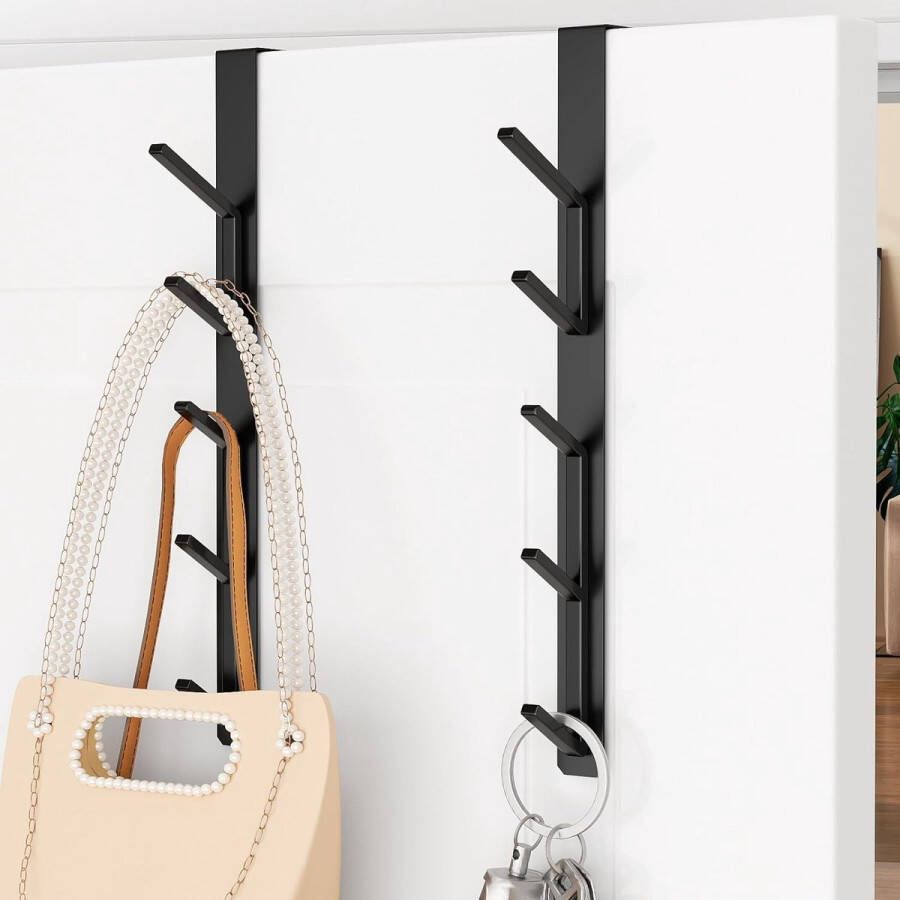 Deurhaken verticale deurhaken om op te hangen kledinghaken voor handdoek- en kleerhangers aluminium zwart verpakking van 2 stuks