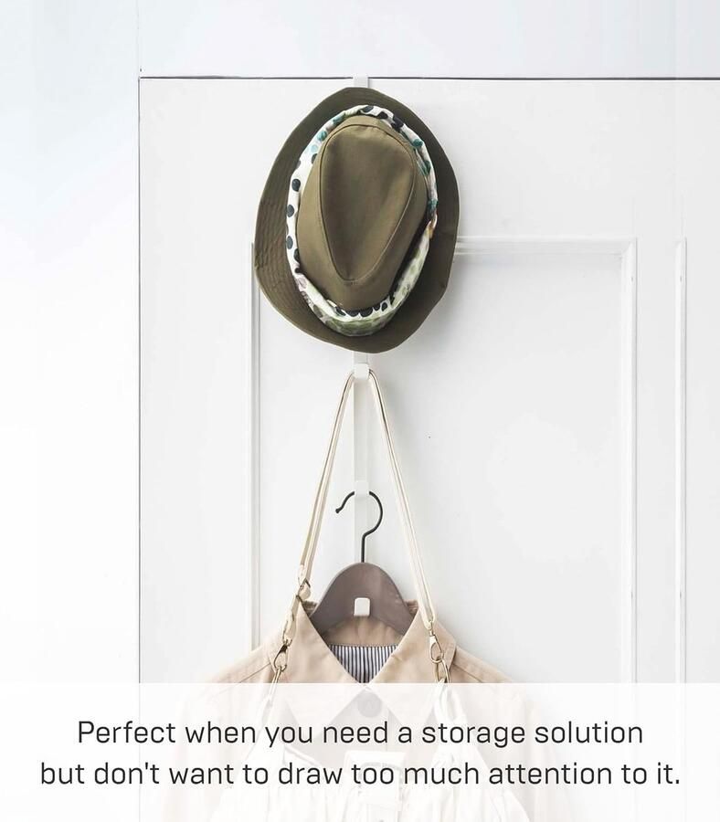 Deurhaken – verticale hanggarderobe van staal boven de deur geen montagebehoefte geschikt voor deuren tot 3 5 cm dik wit