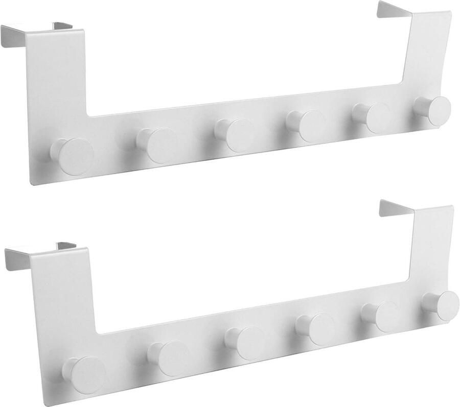 Deurhaken wit deurkapstok om op te hangen 2 stuks 395 x 11 x 45 cm roestvrij stalen kledinghaken geschikt voor deur