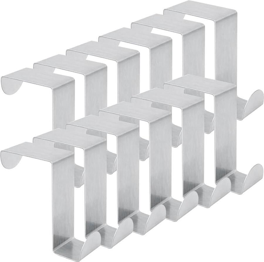 Deurhanger 12 stuks Z-vormige roestvrijstalen deurhaken dubbelzijdig gebruik kapstokhaken voor deuren slaapkamer badkamer keuken kledingkast kantoorhanddoeken hoeden tas (zilver)