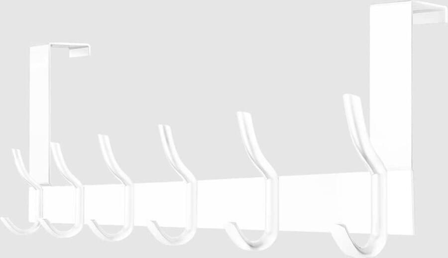 Deurhanger met 6 haken Kledinghaken om op te hangen Voor badkamerdeur deurkapstok opdekdeur