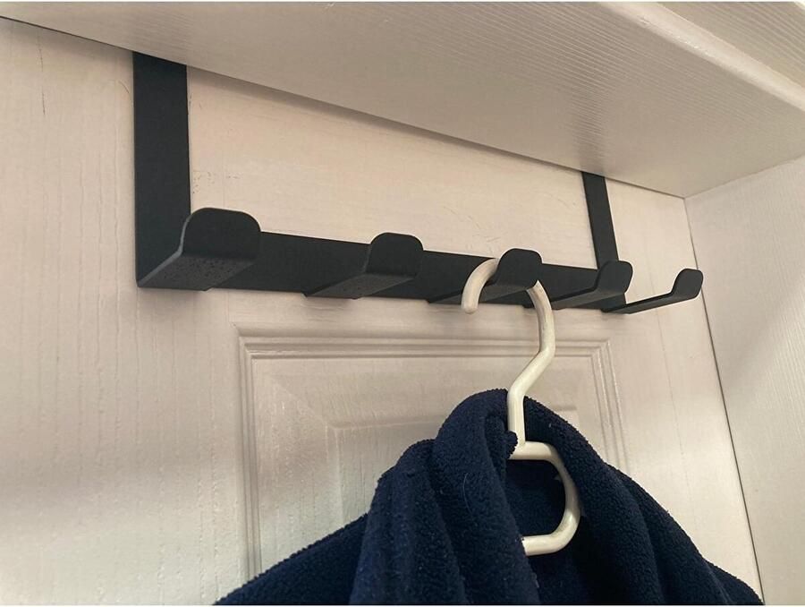 Arte Deurhanger Metalen Achterdeurhanger Kleerhanger Kleedhanger Deurkapstok met 5 Deur Haken Deurhanger Kapstok voor Handdoek en Kleding Metaal Zwart