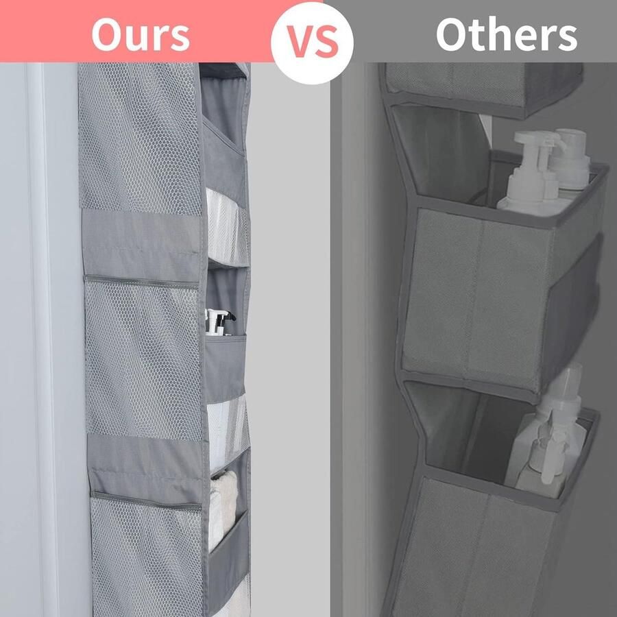 Deurhanger Organizer 5 Vakken Grijze Hangende Organizer Zijvakken Hangrek achter de Deur Hangende Opbergorganizer