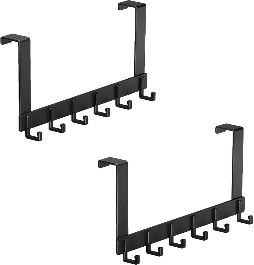 Deurkapstok 2 stuks Stabiele Deurhakenlijst met 6 Haken 39 cm ruimte aluminium Wandkapstok Handdoekrek Deurhaak Deurhanger Ophanghaak Ruimtebesparende Kledinghaken Deur voor Badkamer Slaapkamer Zwart