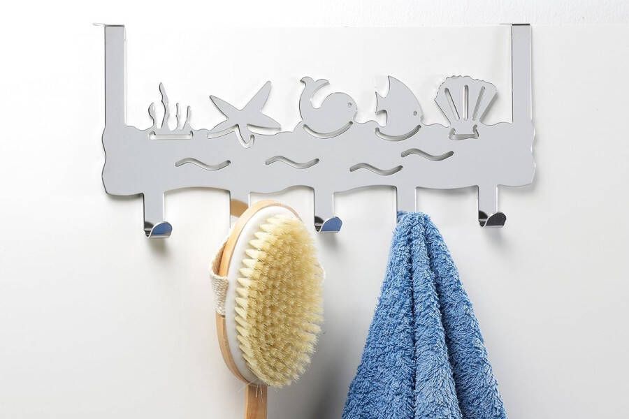 Deurkapstok 330 mm maritiem verchroomd 5 haken