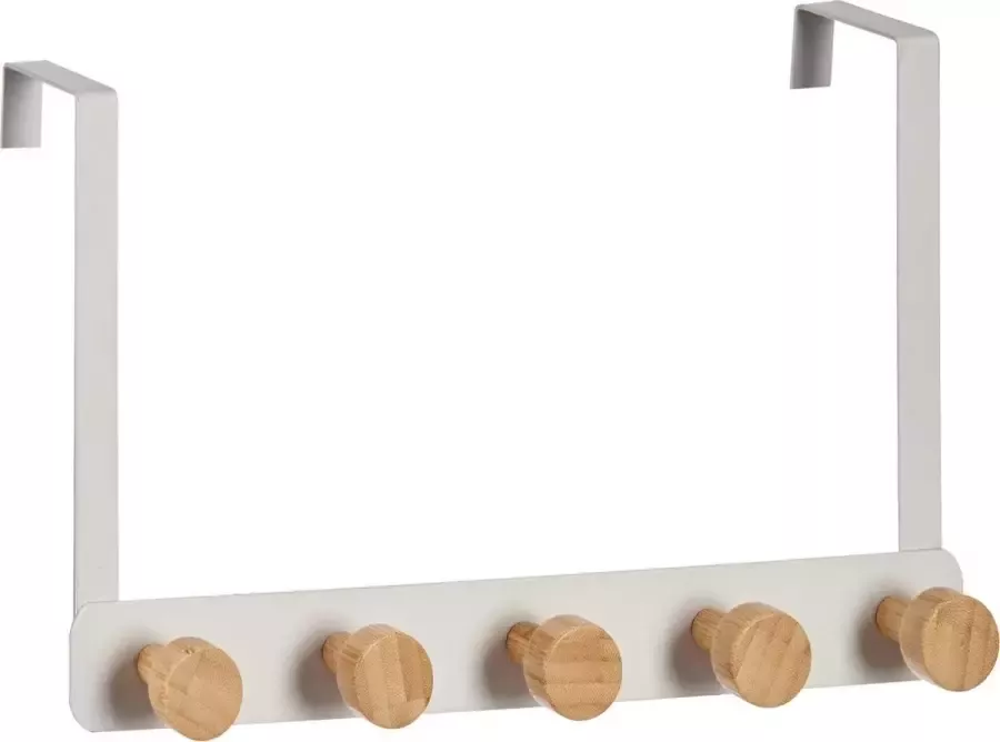 Omid Home 2x Deurkapstok 5 haken voor deur metaal 33 2 x 20 x 8 cm wit