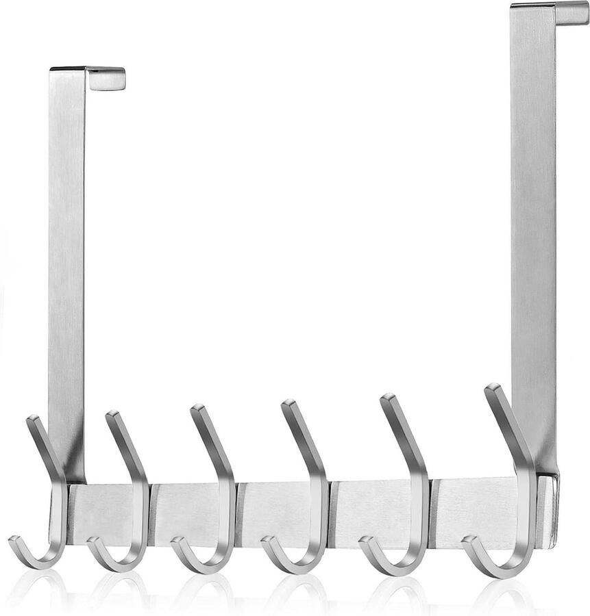 Deurkapstok 6 haken SUS304 roestvrij staal voor slaapkamer-badkamer-keukendeur zilver dikte 21 cm - Foto 2