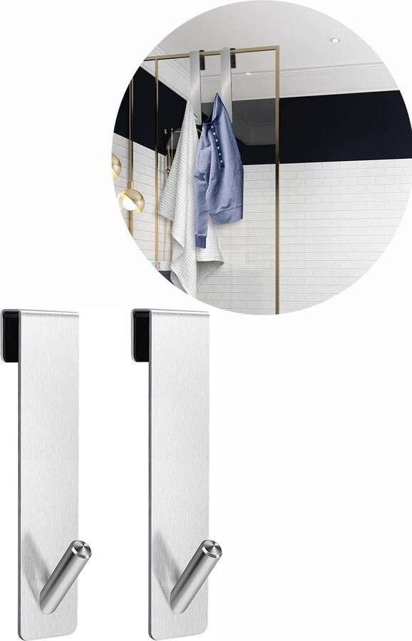 Deurkapstok Deurhaken Keukenkast Deur Kapstokhaken RVS Wandhaak Multi Wandhaakjes Muur Haak Deurhaak Ophanghaken Kapstok Badkamer haak Kapstokhaak Keuken Haak Jashaak Deurhaken over Deur Haken Douchedeur Haken